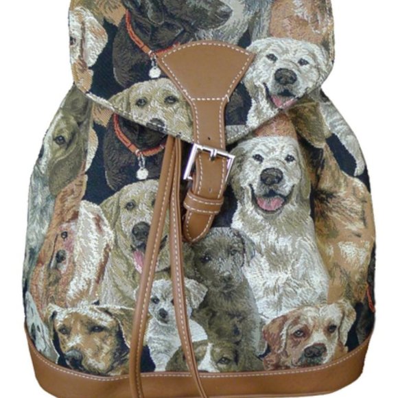 Small BackPack with Puppies on Tapestry – Front Buckle - Picture 2 of 2